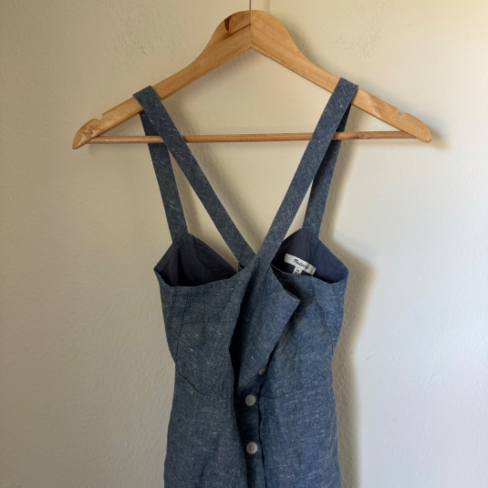 Madewell Dress Women's Size 00 Blue Chambray Tank Button Front Midi Festival - Picture 2 of 5